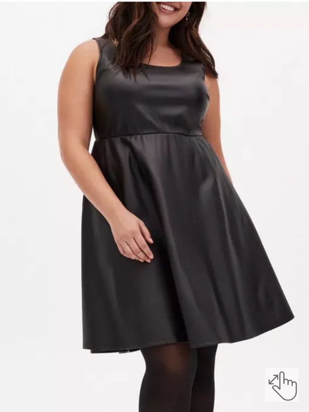 TORRID Size 1X Black Faux Leather Skater Midi Dress with Pockets